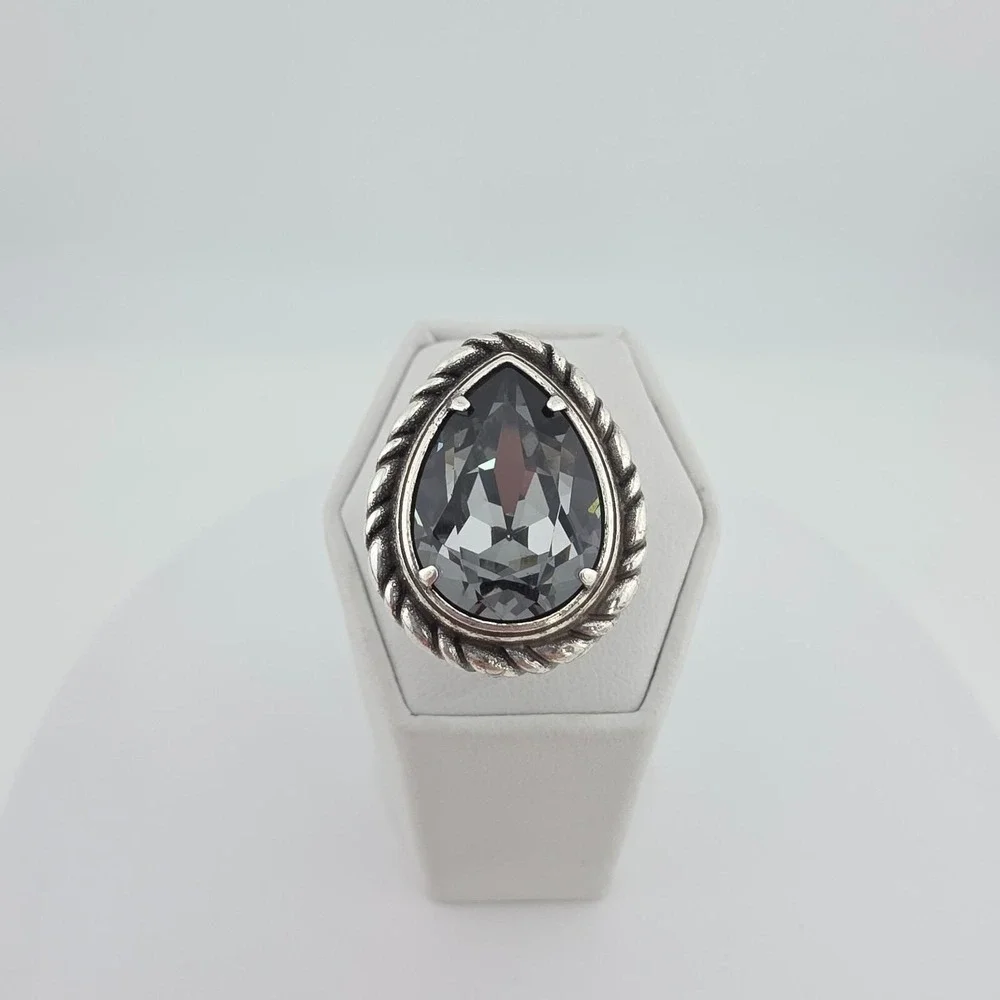 BRIGHTON 'Your True Color' Ring SWAROVSKI Crystal Rope Silver Plate Size 5